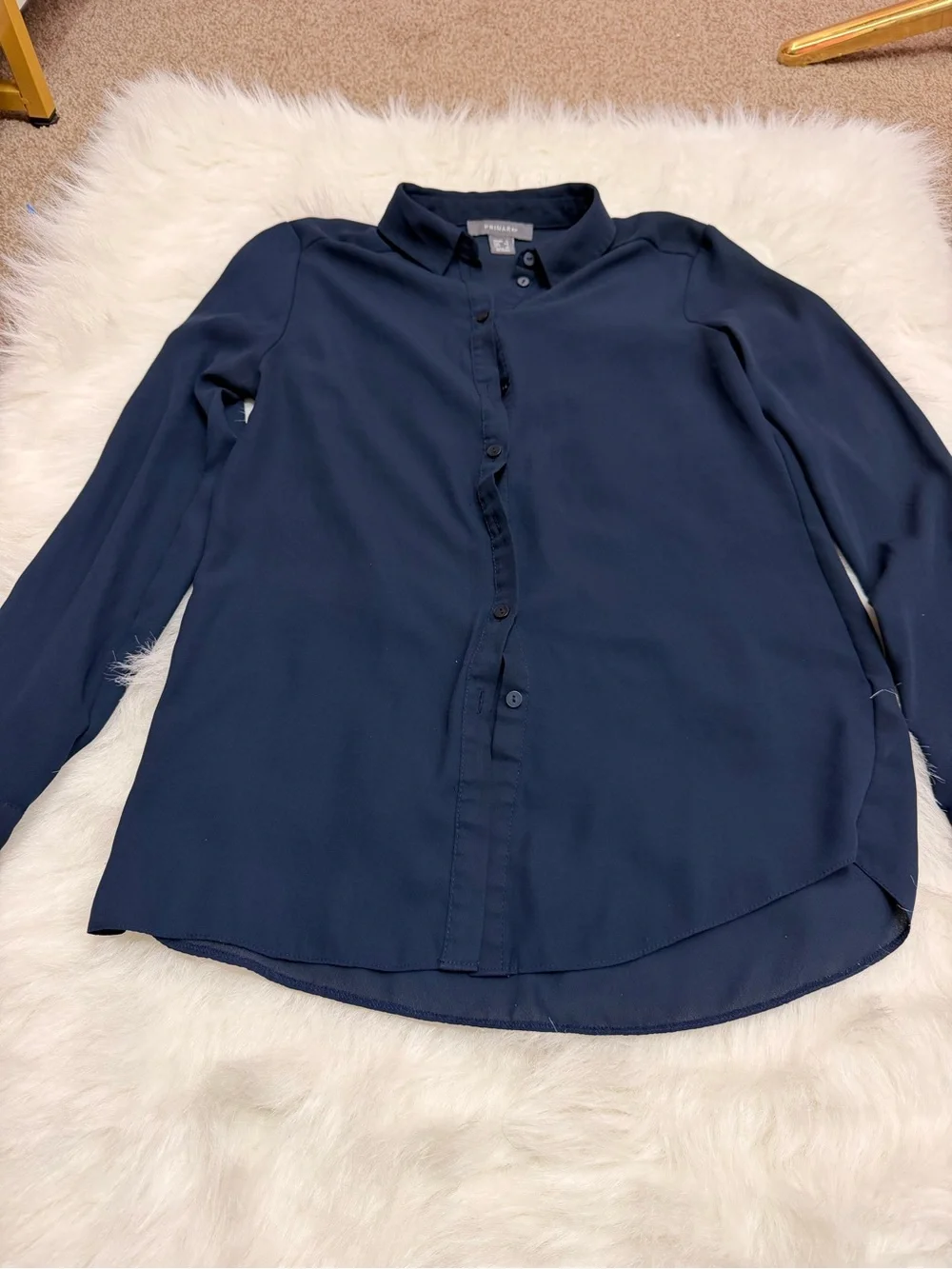 Primark Dark Navy Long-Sleeve Button-Down Shirt